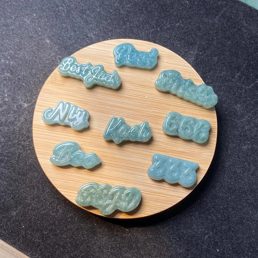 Custom Nameplate Grade A Jade Beads customize comany logo pendant Burma Jadeite Alphabet Charms gift DIY letter Signature Necklace Jewelry