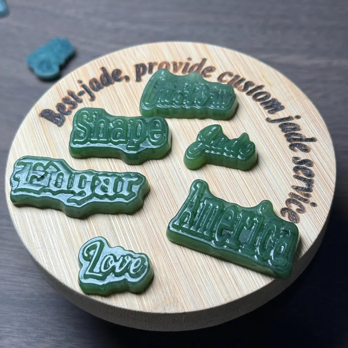 Custom Nameplate Grade A Jade Beads customize comany logo pendant Burma Jadeite Alphabet Charms gift DIY letter Signature Necklace Jewelry