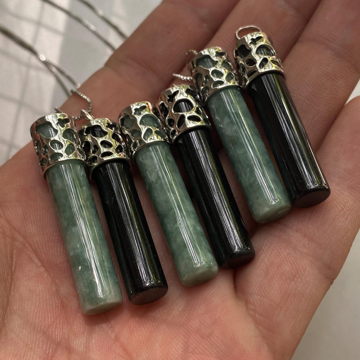 Crown cylinder Guatemala Jadeite Blue Grade A Jade rings Beads Jewelry DIY Earrings With S925 chain Guatemalan Jade supplies
