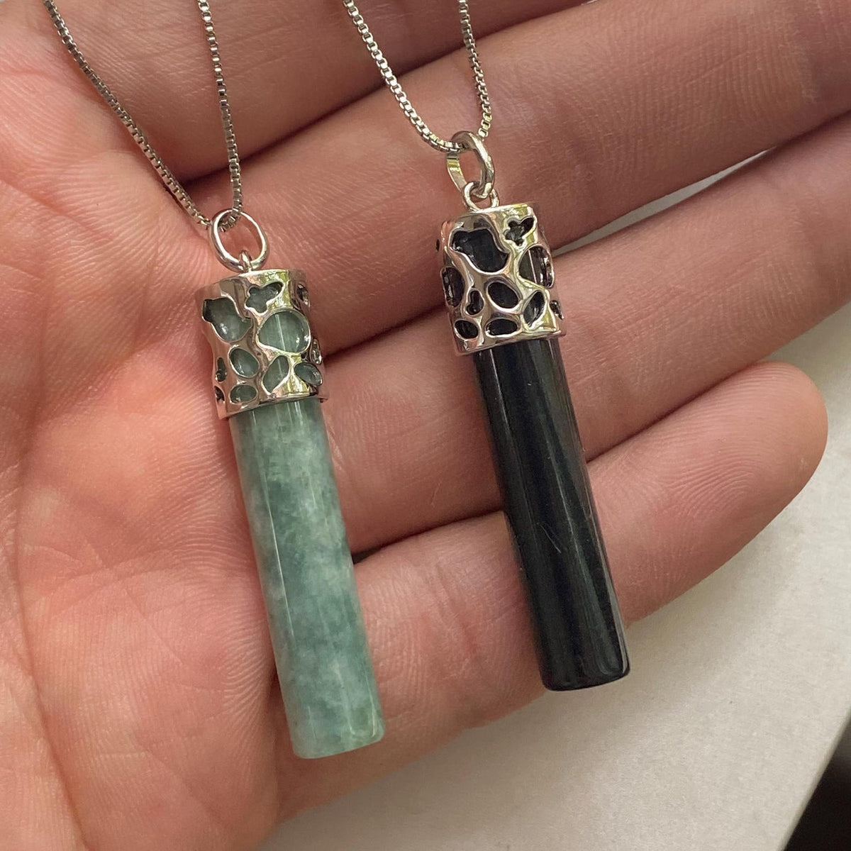 Crown cylinder Guatemala Jadeite Blue Grade A Jade rings Beads Jewelry DIY Earrings With S925 chain Guatemalan Jade supplies