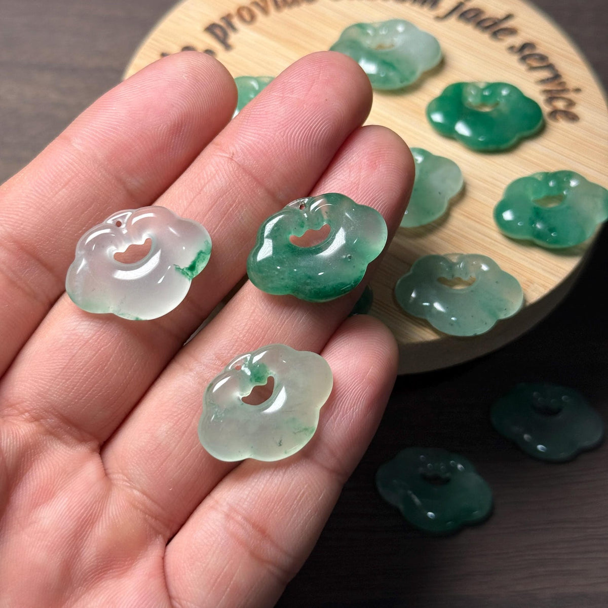 Ice African Jade Ruyi Jade Necklace Real Grade A Jade Chinese Beads Jewelry DIY pendant gift flower Jade supplies