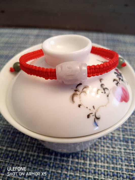 Chinese Money Barrel Burmese Jadeite Jade Lucky Red String Bracelet