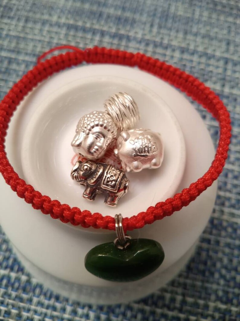 Sterling Silver Buddha/Elephant/Pig/Wire Ball Lucky Chinese Red String Bracelet