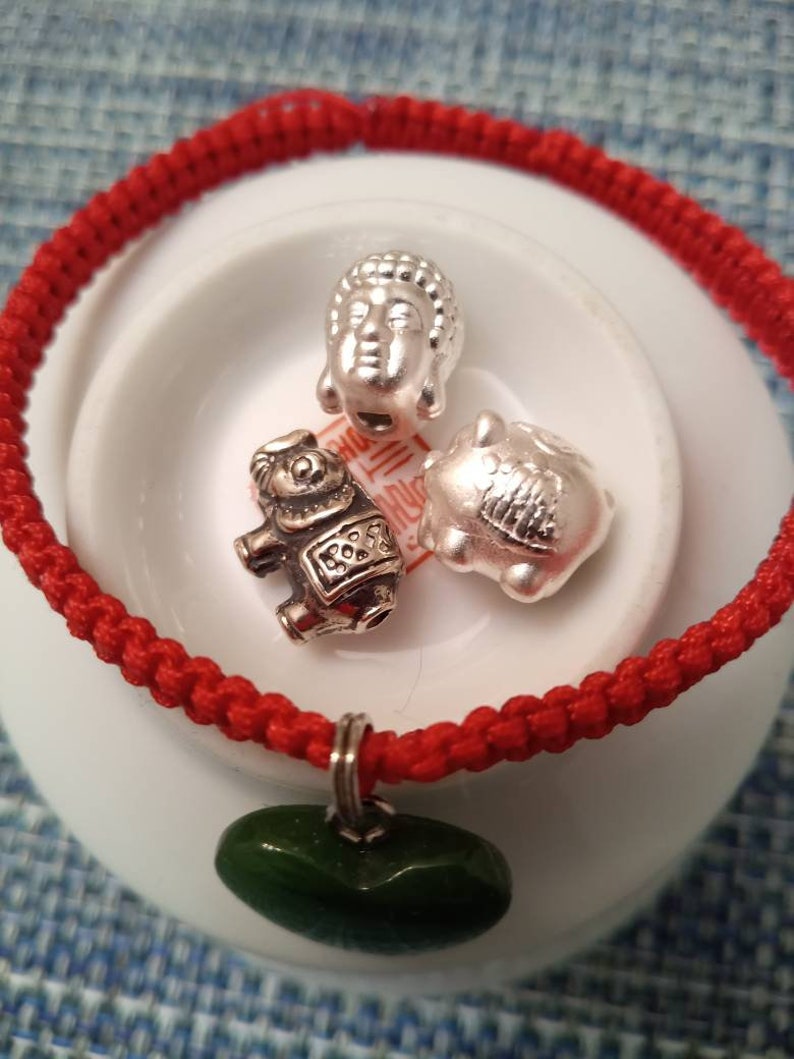 Sterling Silver Buddha/Elephant/Pig/Wire Ball Lucky Chinese Red String Bracelet