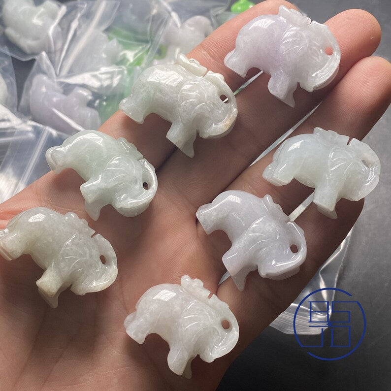 Natural Jadeite Elephant Pendant green Burma jade Animal Bead DIY jewelry Grade A jade gift