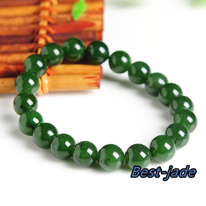 Certificated Top Grade Apple Green Nephrite Jade Beads Bangle Bracelet Pounamu Maori Nephrite NZ Jade 10mm