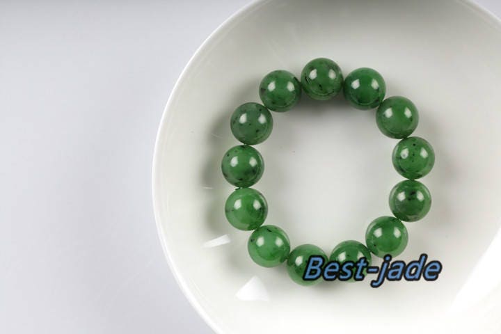 Zertifizierter Top 16mm Grade Apfelgrüner Nephrit Jade Perlen Armreif Pounamu Maori Nephrit NZ Jade Russischer Nephrit Bc Jaspis