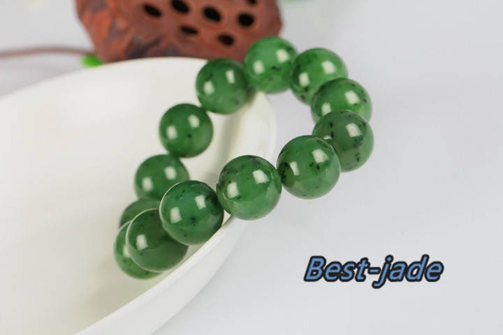 Zertifizierter Top 16mm Grade Apfelgrüner Nephrit Jade Perlen Armreif Pounamu Maori Nephrit NZ Jade Russischer Nephrit Bc Jaspis