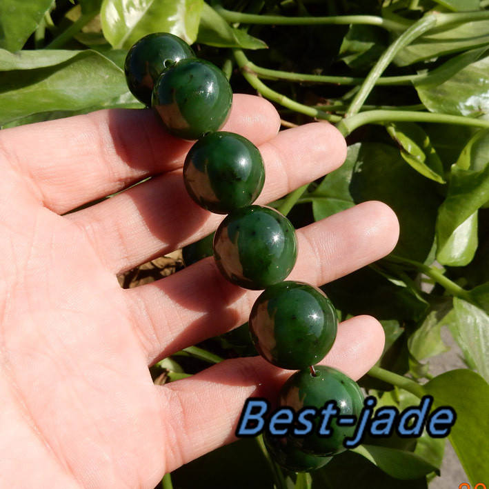 BIG 20mm Top Grade Apple Green Nephrite Canadian Jade Beads Bangle Man Bracelet Pounamu Jasper Greenstone