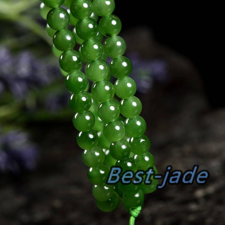 Certificated Top Grade Apple Gemstone POUNAMU Nephrite 6mm necklace New Zealand Jade Maori style Pulsera Beads