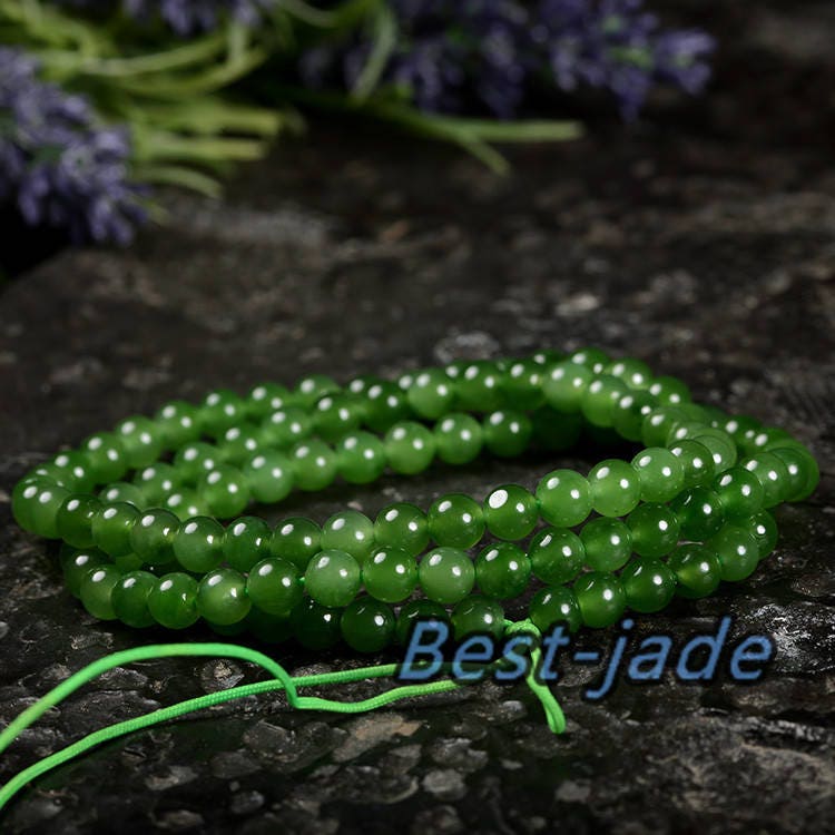 Certificated Top Grade Apple Gemstone POUNAMU Nephrite 6mm necklace New Zealand Jade Maori style Pulsera Beads