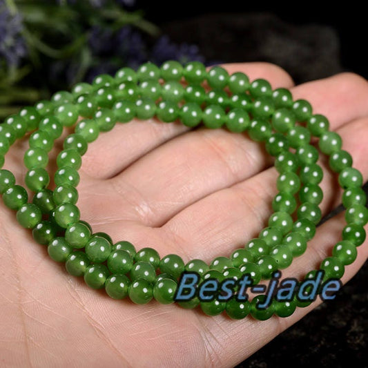 Certificated Top Grade Apple Gemstone POUNAMU Nephrite 6mm necklace New Zealand Jade Maori style Pulsera Beads