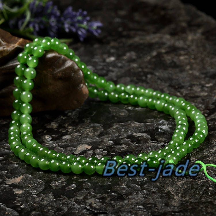 Certificated Top Grade Apple Gemstone POUNAMU Nephrite 6mm necklace New Zealand Jade Maori style Pulsera Beads