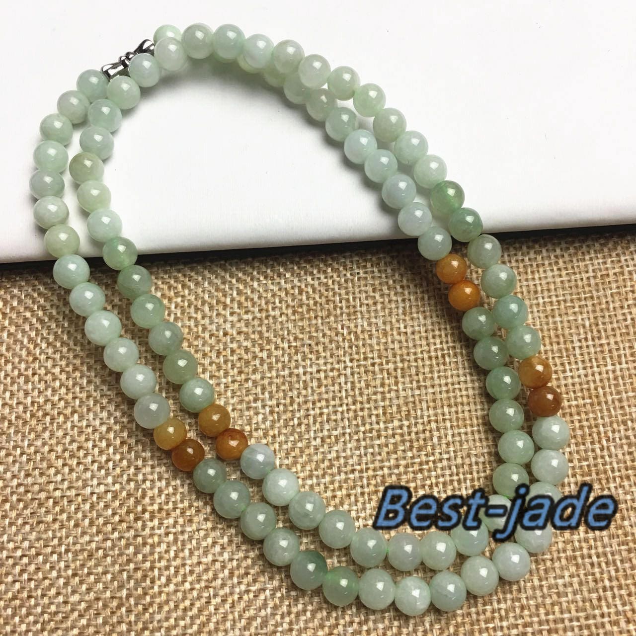 Certificated Grade A Natural Jade et Hand carved Necklace Chain Jadeite Round bead Size:5*5mm gemstone