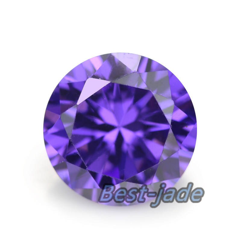 15PCS 1CT 6.5*6.5MM Zircon Natural Violet Faceted GEMSTONE Diamond Loose Round