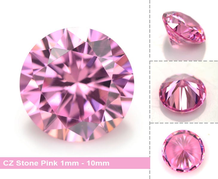 Wholesale 500PCS 0.8-15MM Pink Cubic Zircon Bead Birthday Gemstone Round Loose