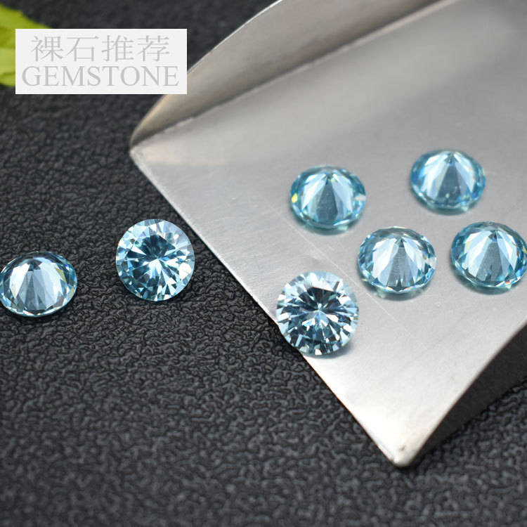 50PCS 1~10MM Grade A Sky Blue Cubic Zircon Bead Gemstone Trillion Loose Round