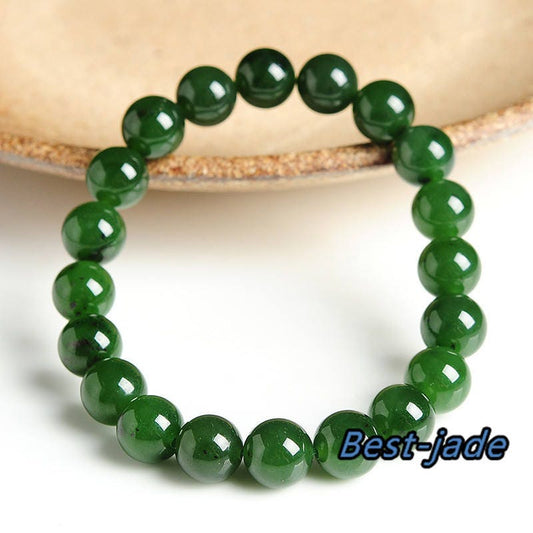 Certificated Top Grade Apple Green Nephrite Jade Beads Bangle Bracelet Pounamu Maori Nephrite NZ Jade 10mm