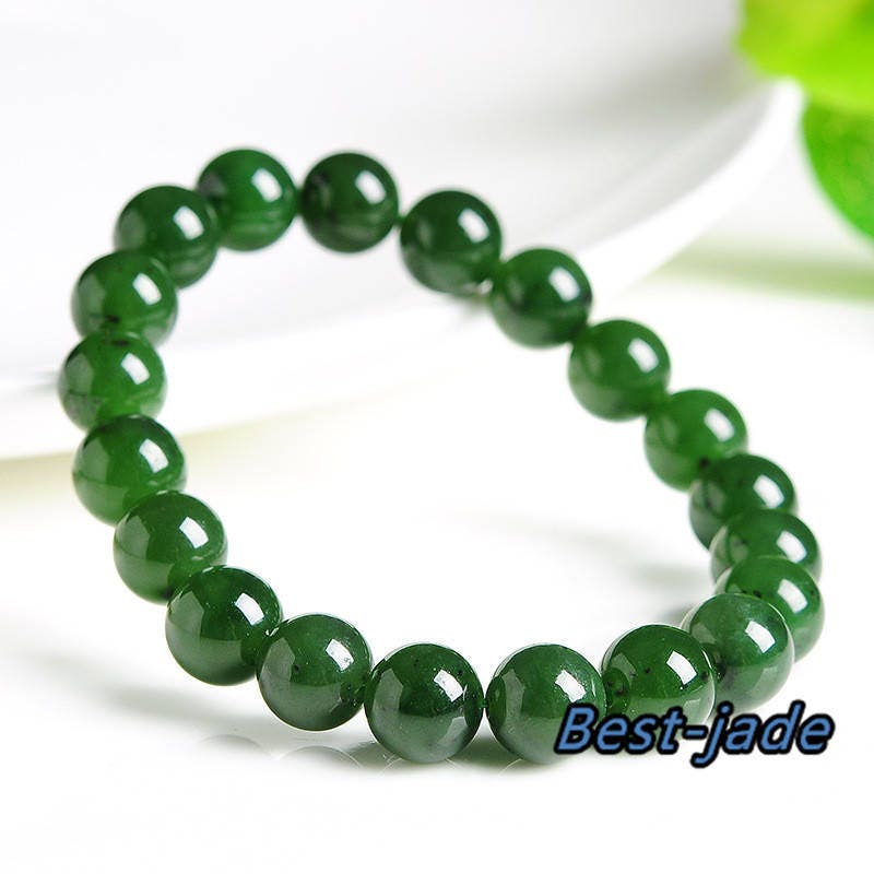 Certificated Top Grade Apple Green Nephrite Jade Beads Bangle Bracelet Pounamu Maori Nephrite NZ Jade 10mm