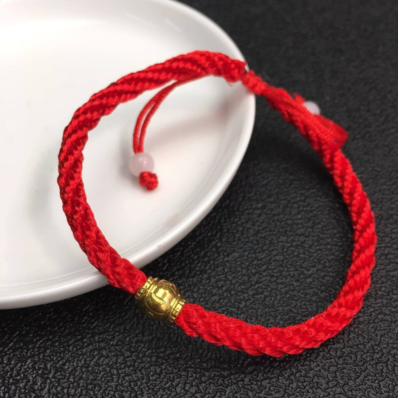 1 Pairs Hand LINE Golden bead RED Colorful  Hand Woven Braided Rope Lady hand String Cord  girl strap boy chain Chinese Style