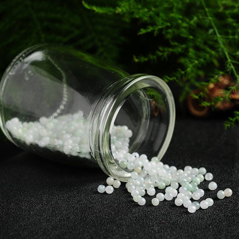 100PCS Wholesale 3mm~13mm Grade A Jade Burma Jadeite White jade Beads Ball hand carved DIY necklace earrings jadegift