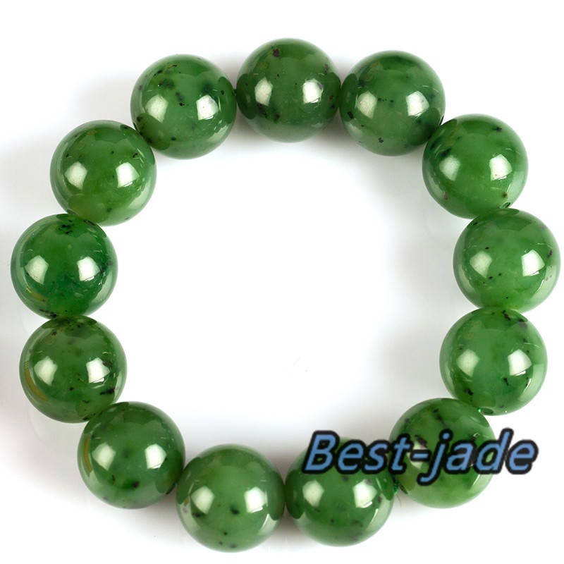 Zertifizierter Top 16mm Grade Apfelgrüner Nephrit Jade Perlen Armreif Pounamu Maori Nephrit NZ Jade Russischer Nephrit Bc Jaspis