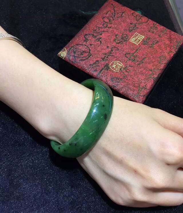 Canadian jasper 58mm Apple Green Natural Nephrite Jade Chain LADY Bracelet Pounamu Maori new zealand jade neuseeland schmuck  Nephrite