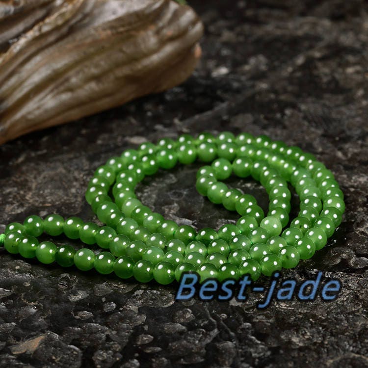 Certificated Top Grade Apple Gemstone POUNAMU Nephrite 6mm necklace New Zealand Jade Maori style Pulsera Beads