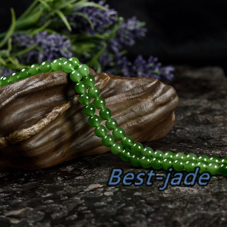 Certificated Top Grade Apple Gemstone POUNAMU Nephrite 6mm necklace New Zealand Jade Maori style Pulsera Beads