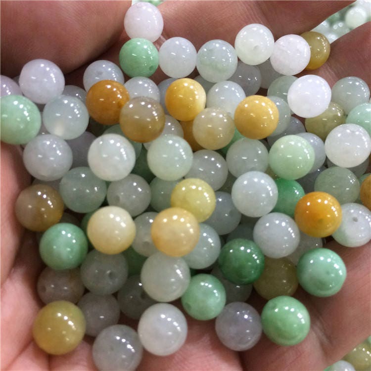 Good Quality 50PCS  3mm~13mm Grade A Jade Natural Burma  Jadeite Roundness Beads Ball GREEN WHITE jade bead DIY jade earrings