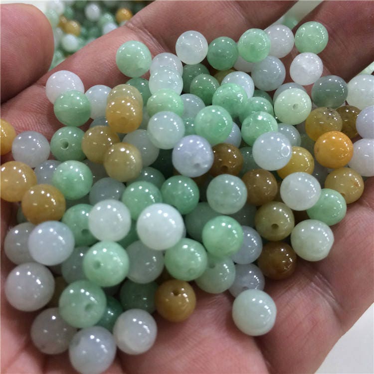 Good Quality 50PCS  3mm~13mm Grade A Jade Natural Burma  Jadeite Roundness Beads Ball GREEN WHITE jade bead DIY jade earrings