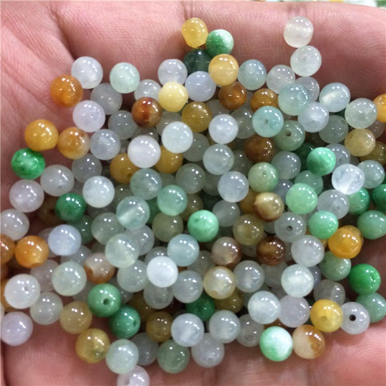 Good Quality 50PCS  3mm~13mm Grade A Jade Natural Burma  Jadeite Roundness Beads Ball GREEN WHITE jade bead DIY jade earrings