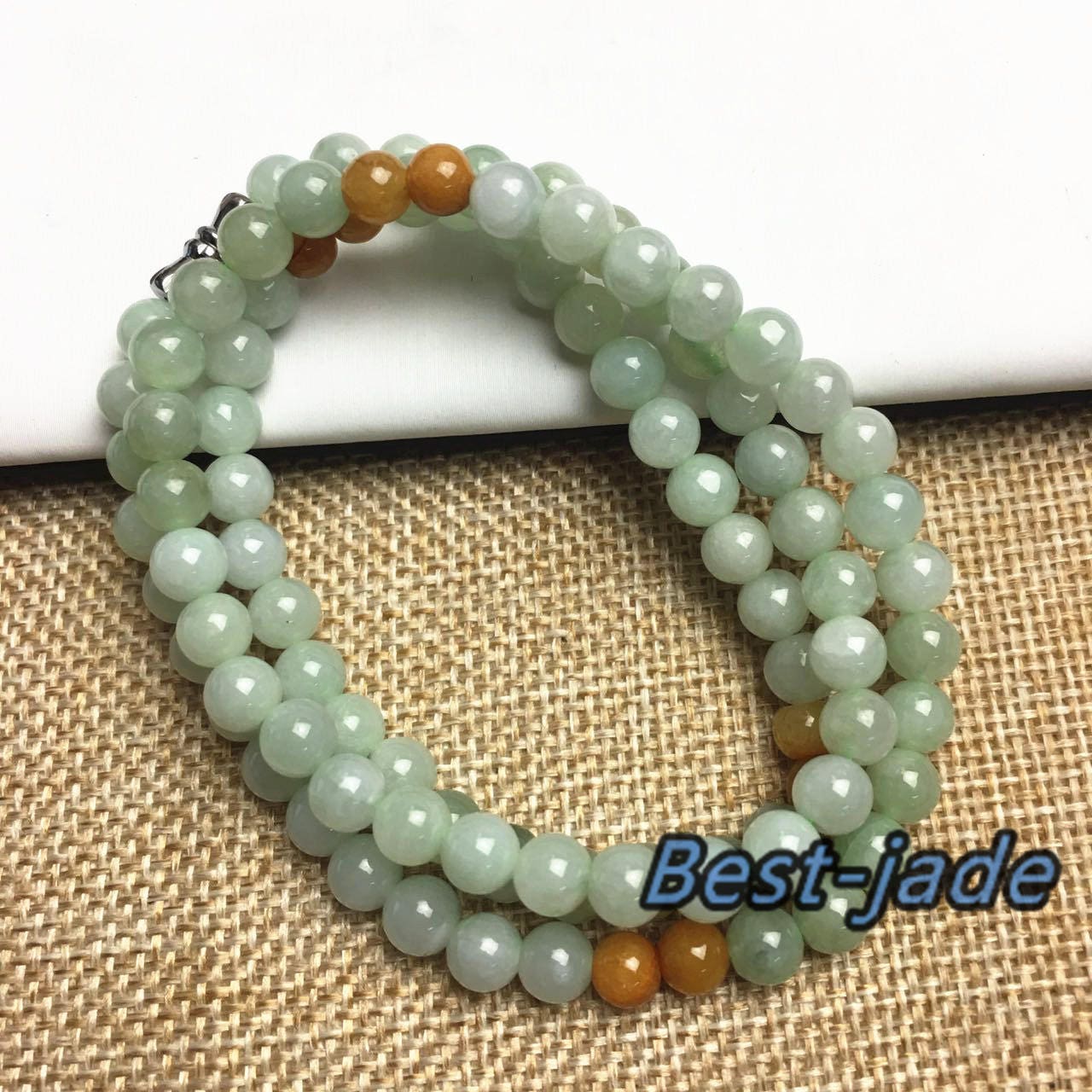 Certificated Grade A Natural Jade et Hand carved Necklace Chain Jadeite Round bead Size:5*5mm gemstone