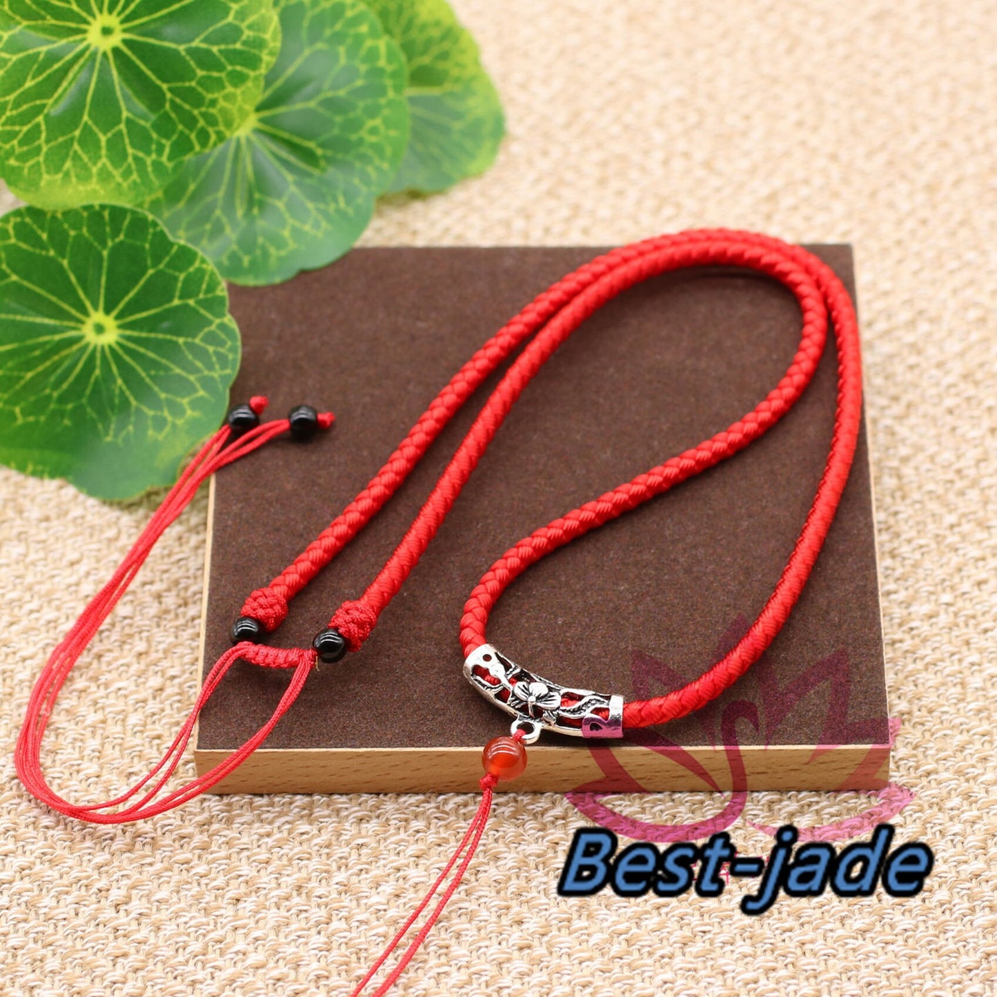 Tibetan Silver RED Black Luck Necklace Hand Woven Braided Rope Lady hand String Cord  girl strap chain Chinese Style collier Halskette f.