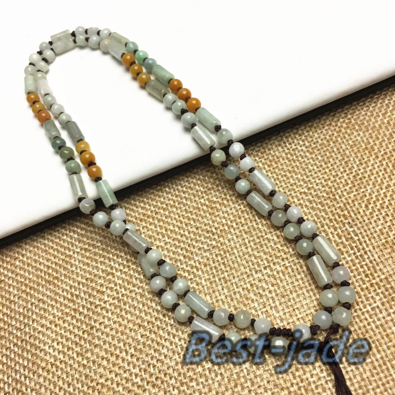 Certificated Grade A Natural Jade et Hand carved Necklace Chain Jadeite Round bead Size:4*4mm gemstone