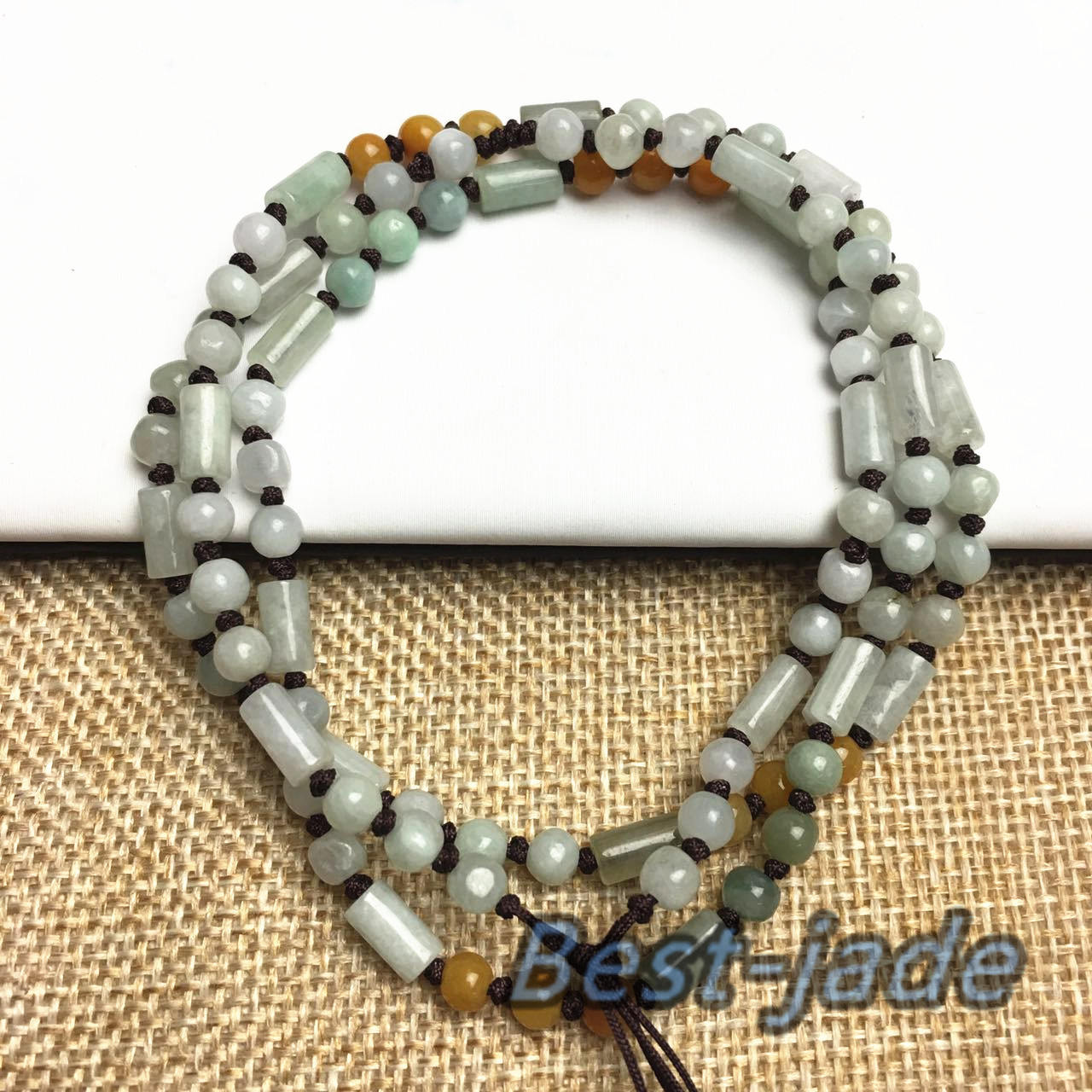 Certificated Grade A Natural Jade et Hand carved Necklace Chain Jadeite Round bead Size:4*4mm gemstone