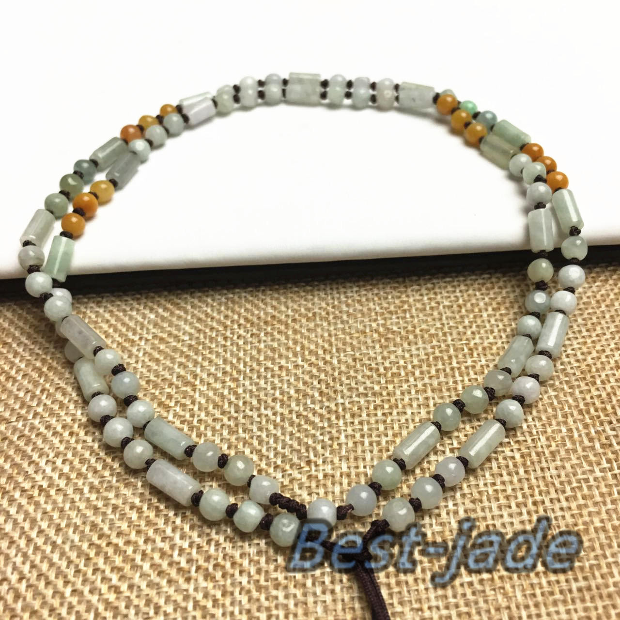 Certificated Grade A Natural Jade et Hand carved Necklace Chain Jadeite Round bead Size:4*4mm gemstone