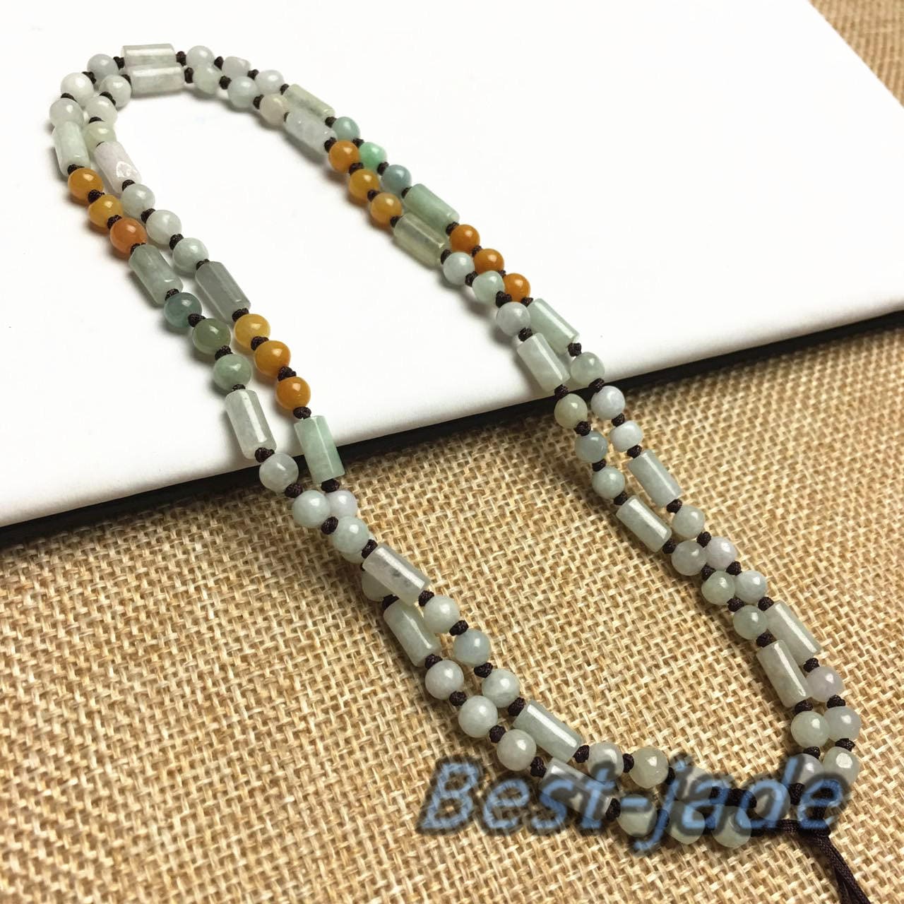 Certificated Grade A Natural Jade et Hand carved Necklace Chain Jadeite Round bead Size:4*4mm gemstone