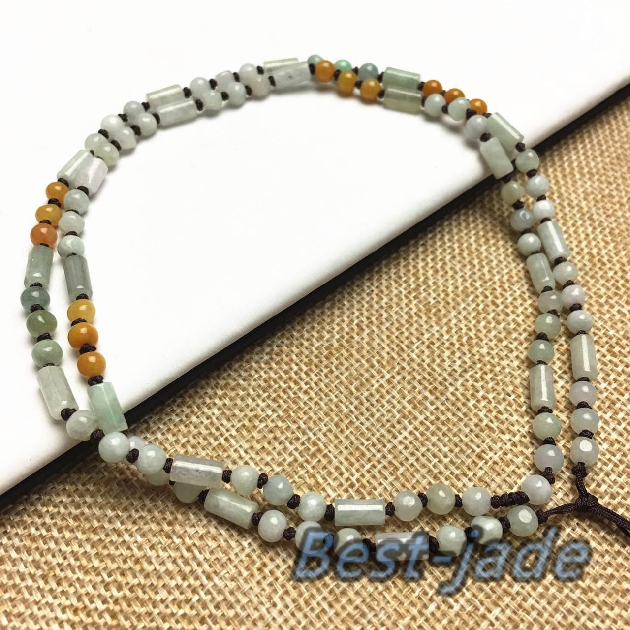 Certificated Grade A Natural Jade et Hand carved Necklace Chain Jadeite Round bead Size:4*4mm gemstone