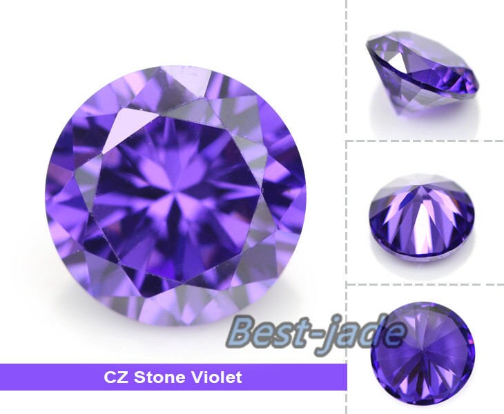 15PCS 1CT 6.5*6.5MM Zircon Natural Violet Faceted GEMSTONE Diamond Loose Round