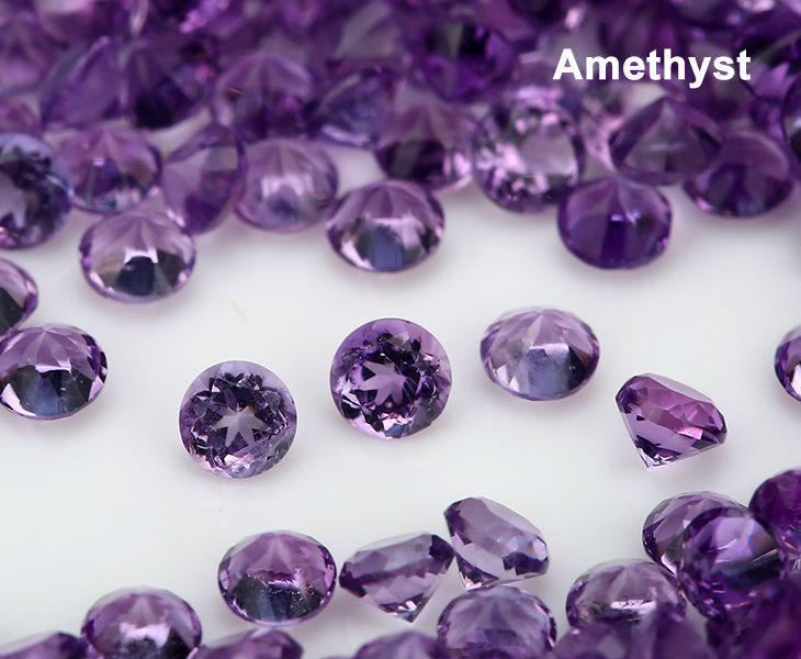 50PCS 1~8MM Grade A Violet Cubic Gemstone Round Loose  Amethyst