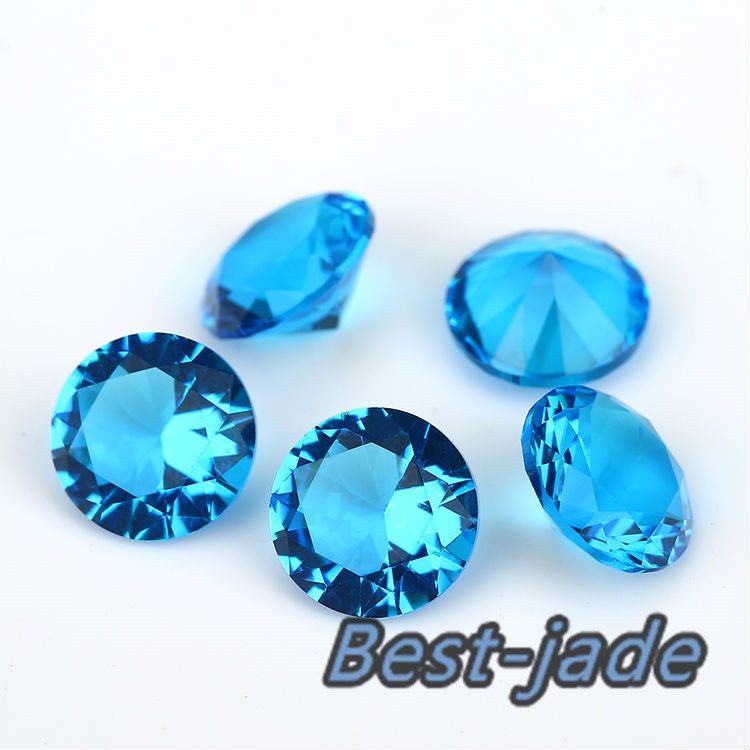 SPARKLY 50PCS 1~10MM Grade 5A Sea Blue Cubic Zircon Bead Gemstone Loose Round Shape