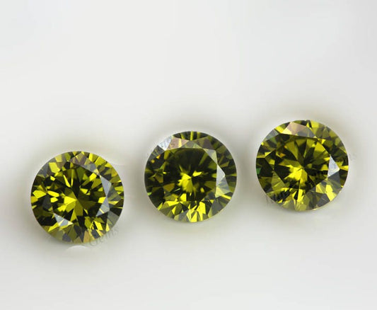 200PCS 1~10MM Grade 5A Olive Cubic Zircon Bead Gemstone Yellow Loose Round