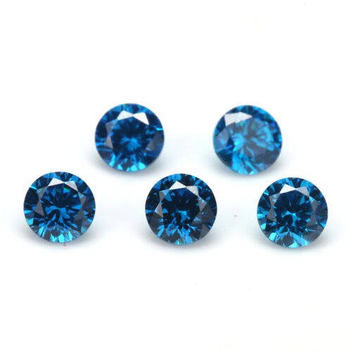 50PCS 1~10MM Grade A Blue Cubic Zircon Bead Gemstone Trillion Loose Round Dark Aquamarine