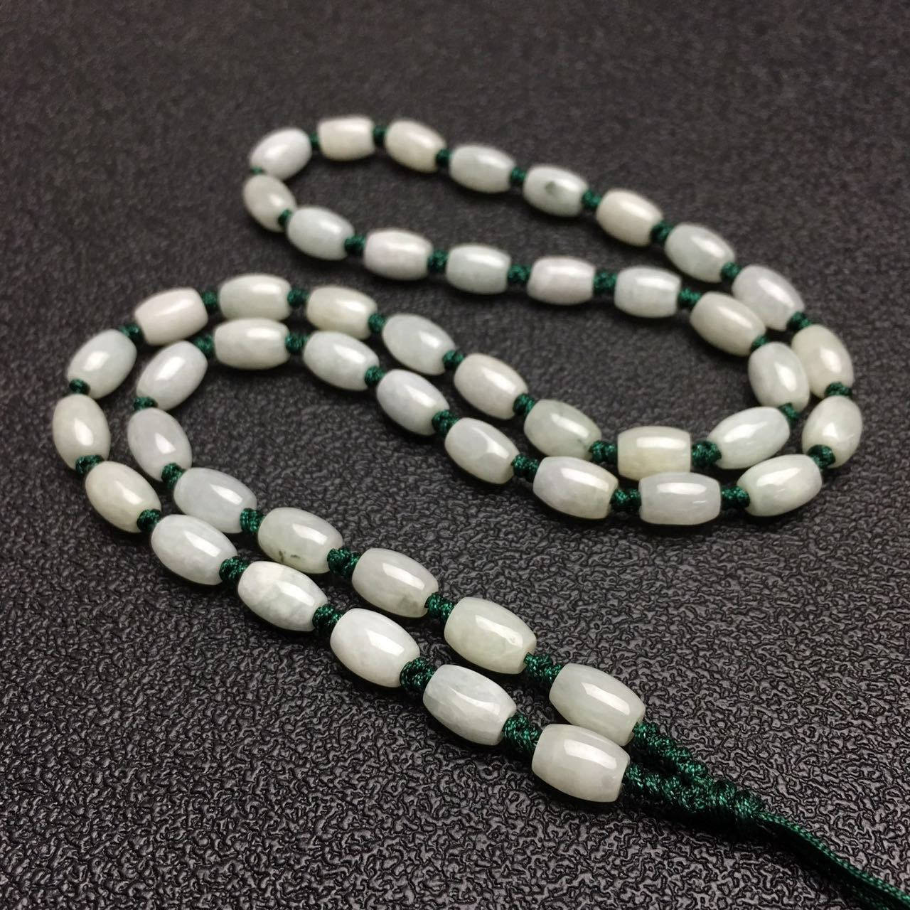 PROMOTION Grade A jade Natural Jadeite Hand carved Necklace Girl Chain Jadeite Oval bead  Green gemstone Burma jade beads chain