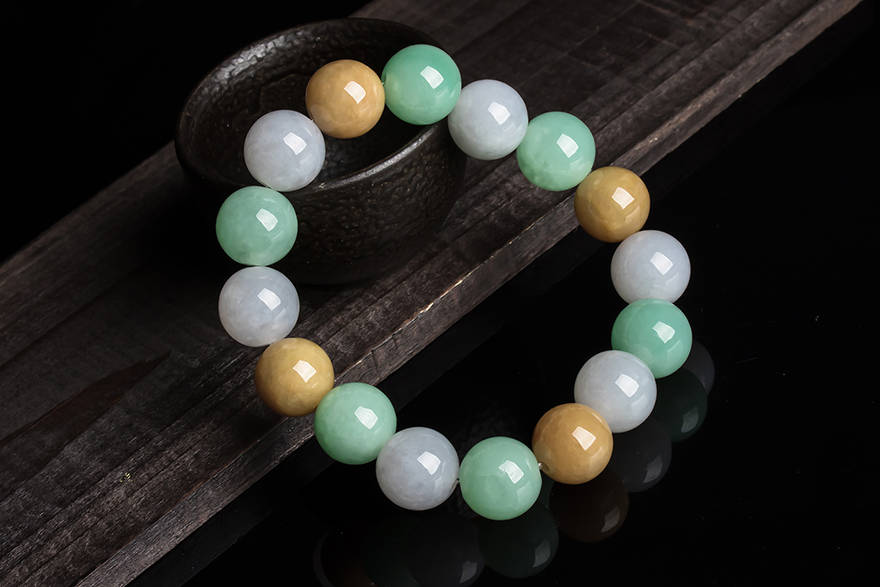 High quality Grade A JadeIet Burma Jade 13mm Round bead Bracelet Green  Myanmar stone beads chain