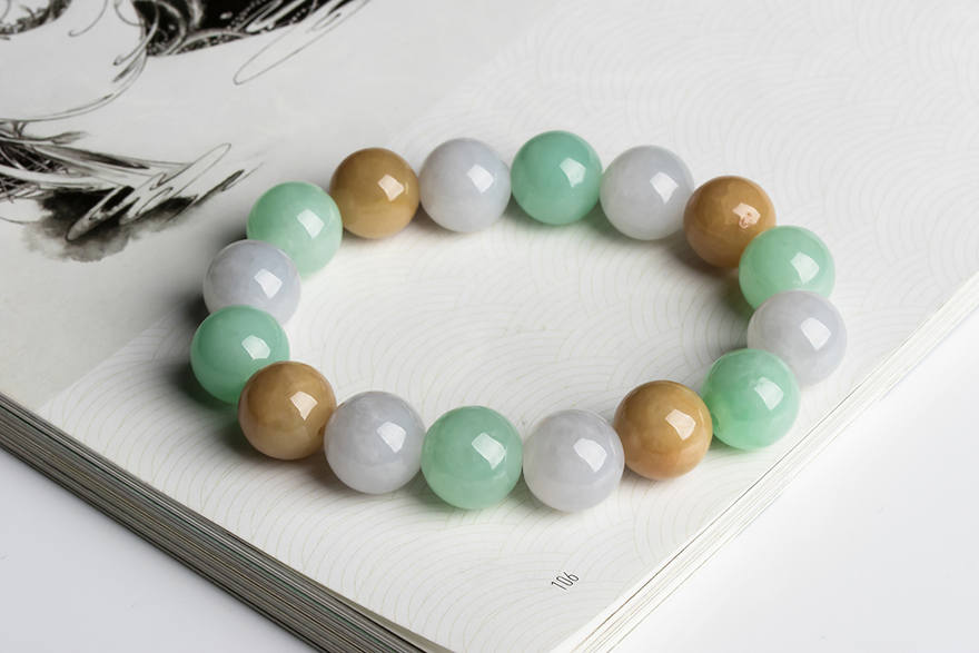 High quality Grade A JadeIet Burma Jade 13mm Round bead Bracelet Green  Myanmar stone beads chain