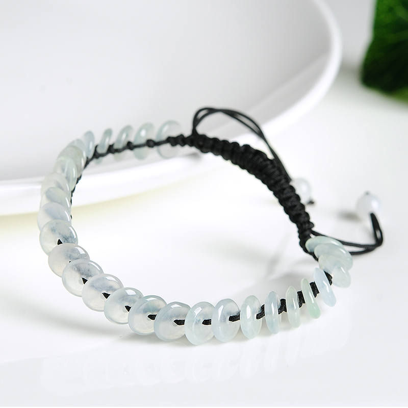 ICE Jade Grade A Jadeite Jade Round spacer Bracelet Chain glass transparent Burma jade Armband string rope