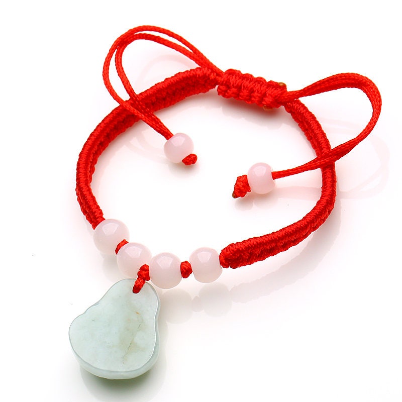 Buddha Bracelet Grade A  Jadeite Burma Jade Girl Kid bead bangle Female Chain A stone Armband Red string rope