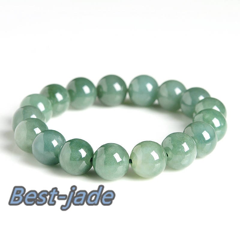 Certificated High quality Grade A Natural JadeIet Hand carved Jade Round bead Ball bangle Bracelet Chain Green gemstone Burma stone Armband